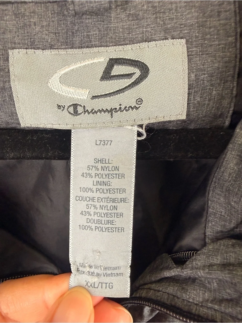 Champion‎ Men's Gray Hooded Windbreaker Jacket Black Sz XXL